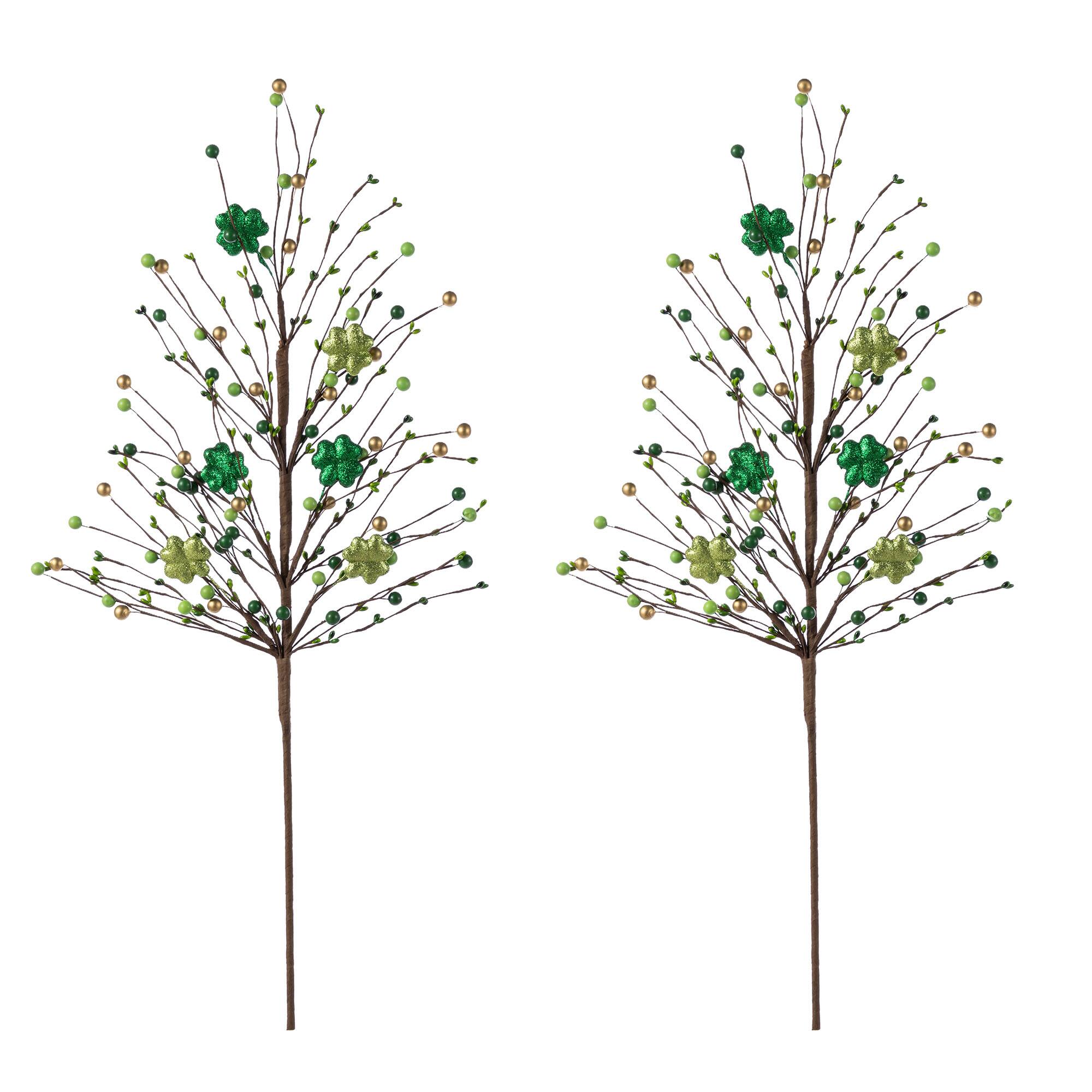 Glitzhome® 28" St. Patrick's Berry & Shamrock Picks Set